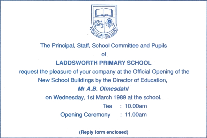 Invite 1st March 1989